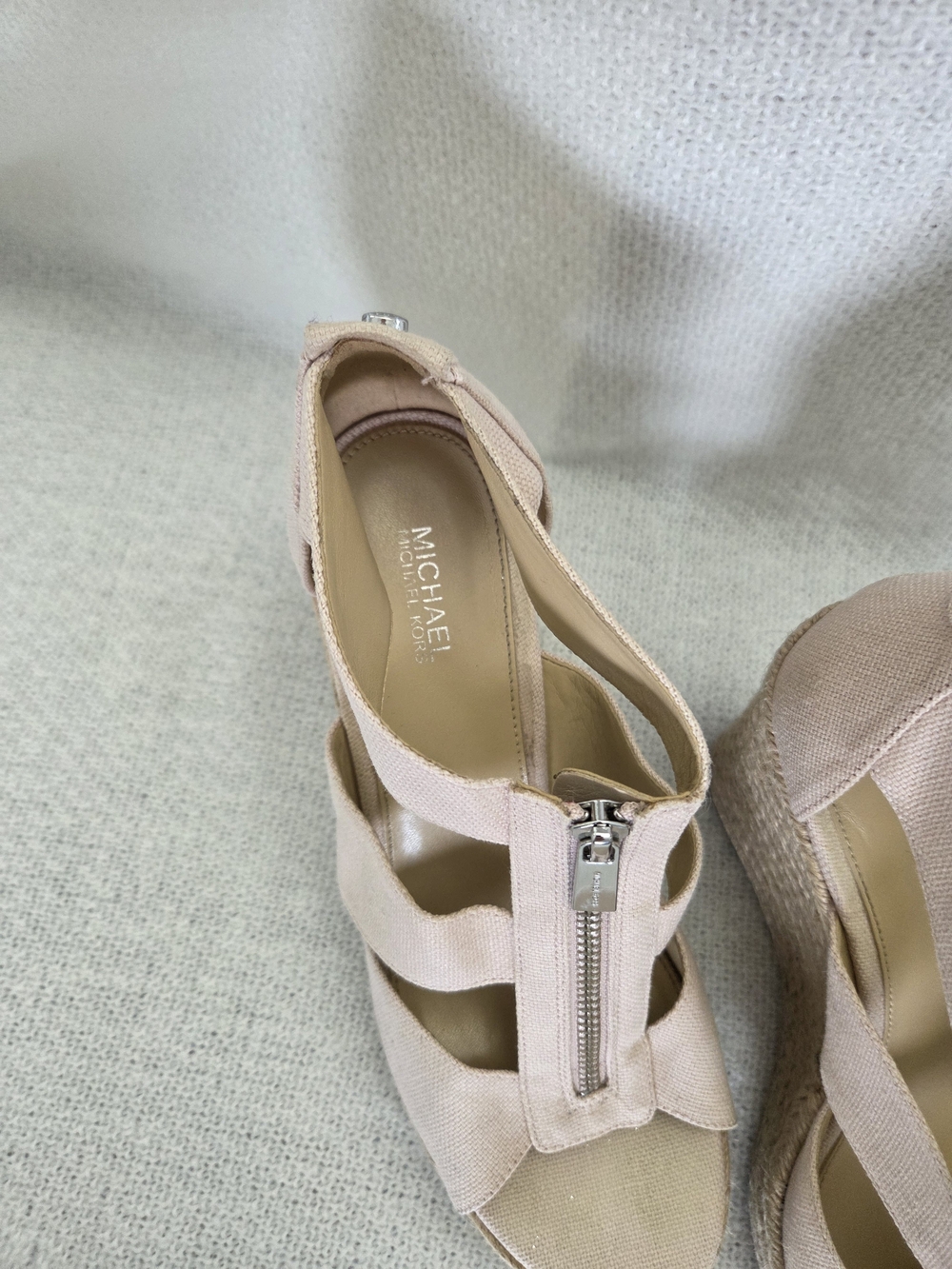 MICHAEL Michael Kors Blush Pink Espadrille Wedge Sandals with Front Zip - Picture 4 of 7